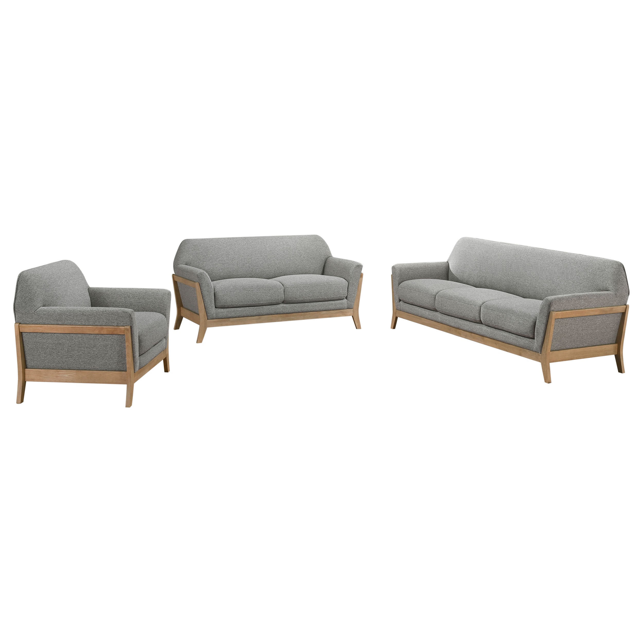 Vaughn 3-piece Fabric Upholstered Flared Arm Sofa Set Grey — view 2