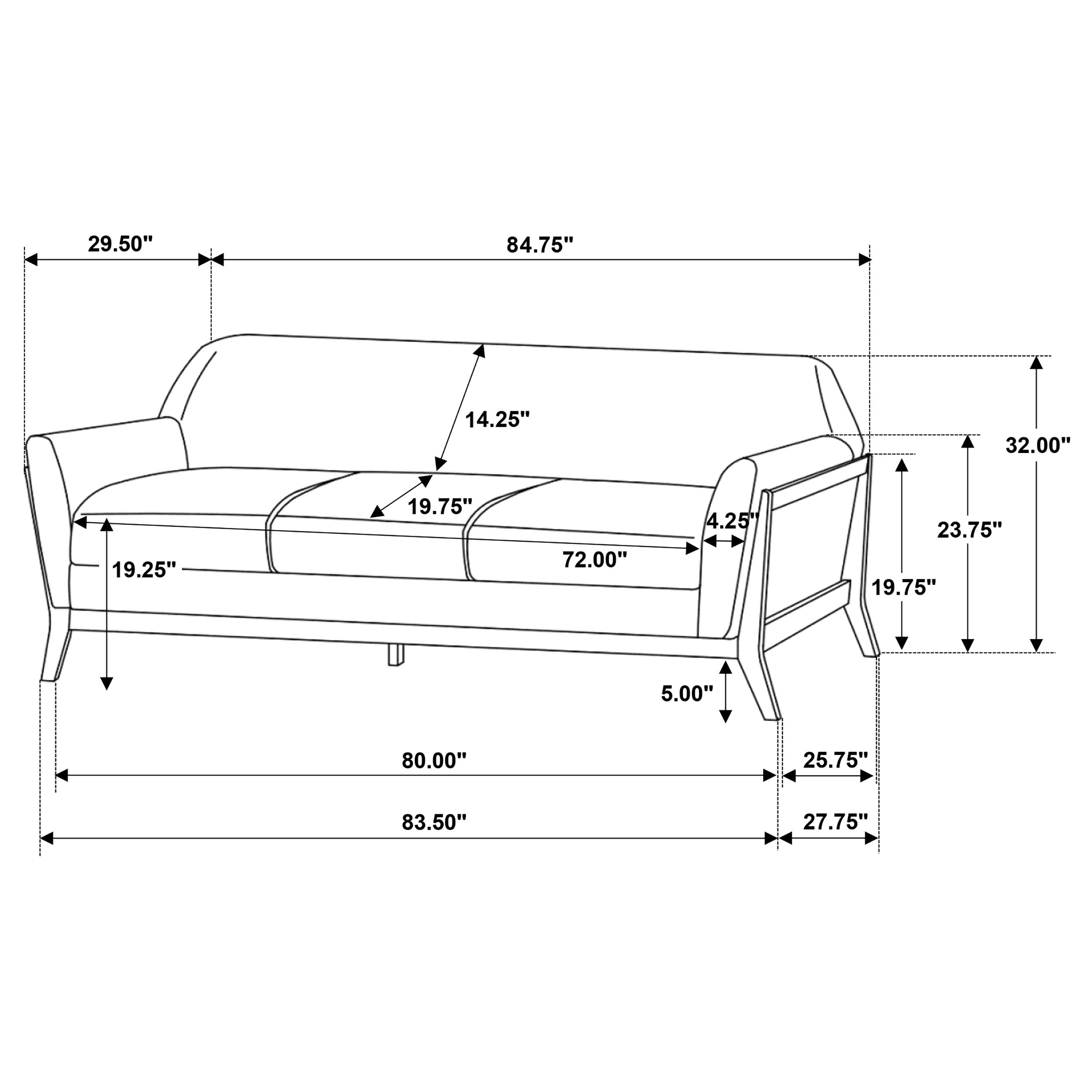 Vaughn 3-piece Fabric Upholstered Flared Arm Sofa Set Grey — view 16