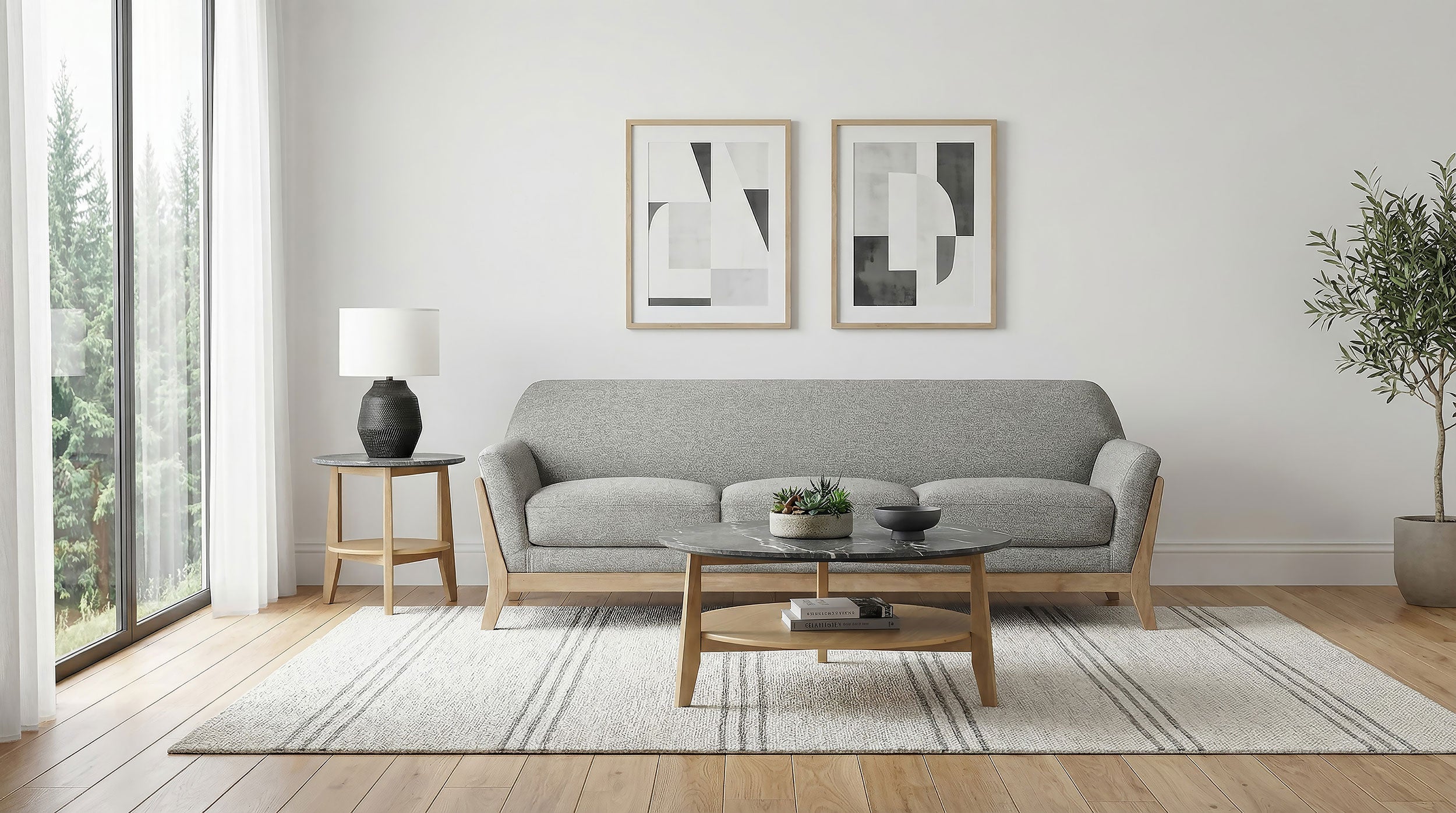 Vaughn Fabric Upholstered Flared Arm Sofa Grey — view 2