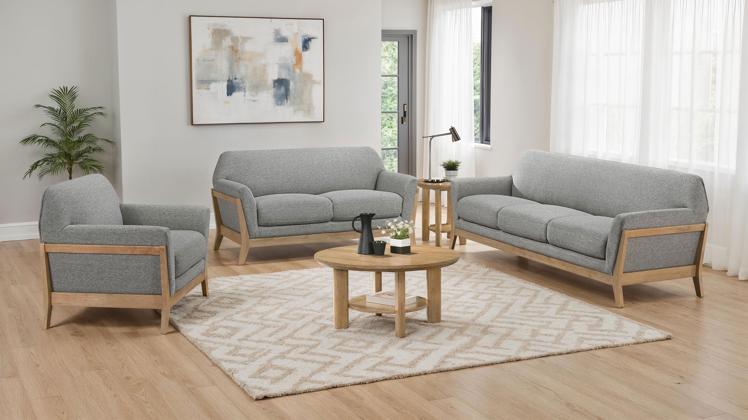 Vaughn Fabric Upholstered Flared Arm Sofa Grey — view 11