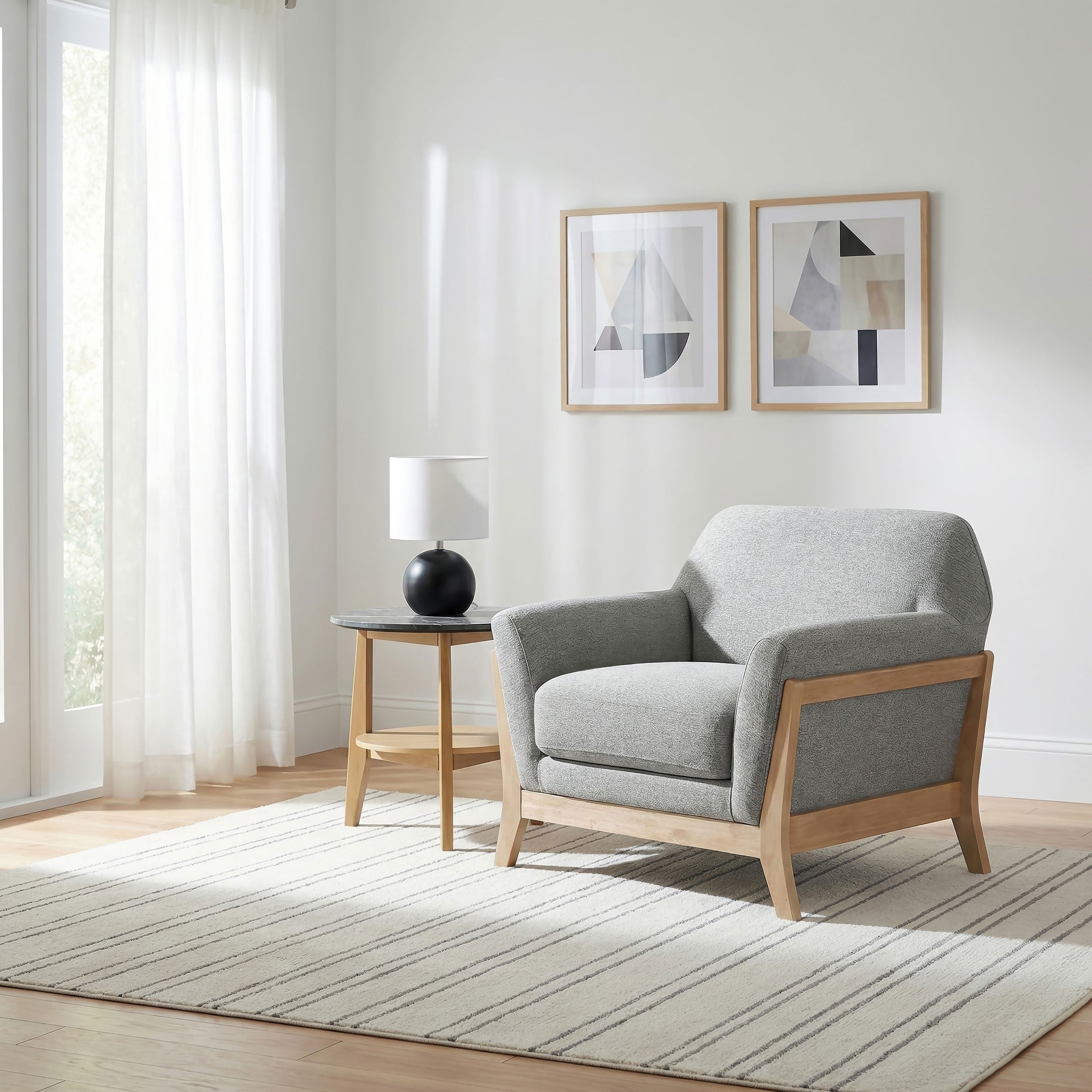 Vaughn Fabric Upholstered Flared Arm Accent Chair Grey — view 2