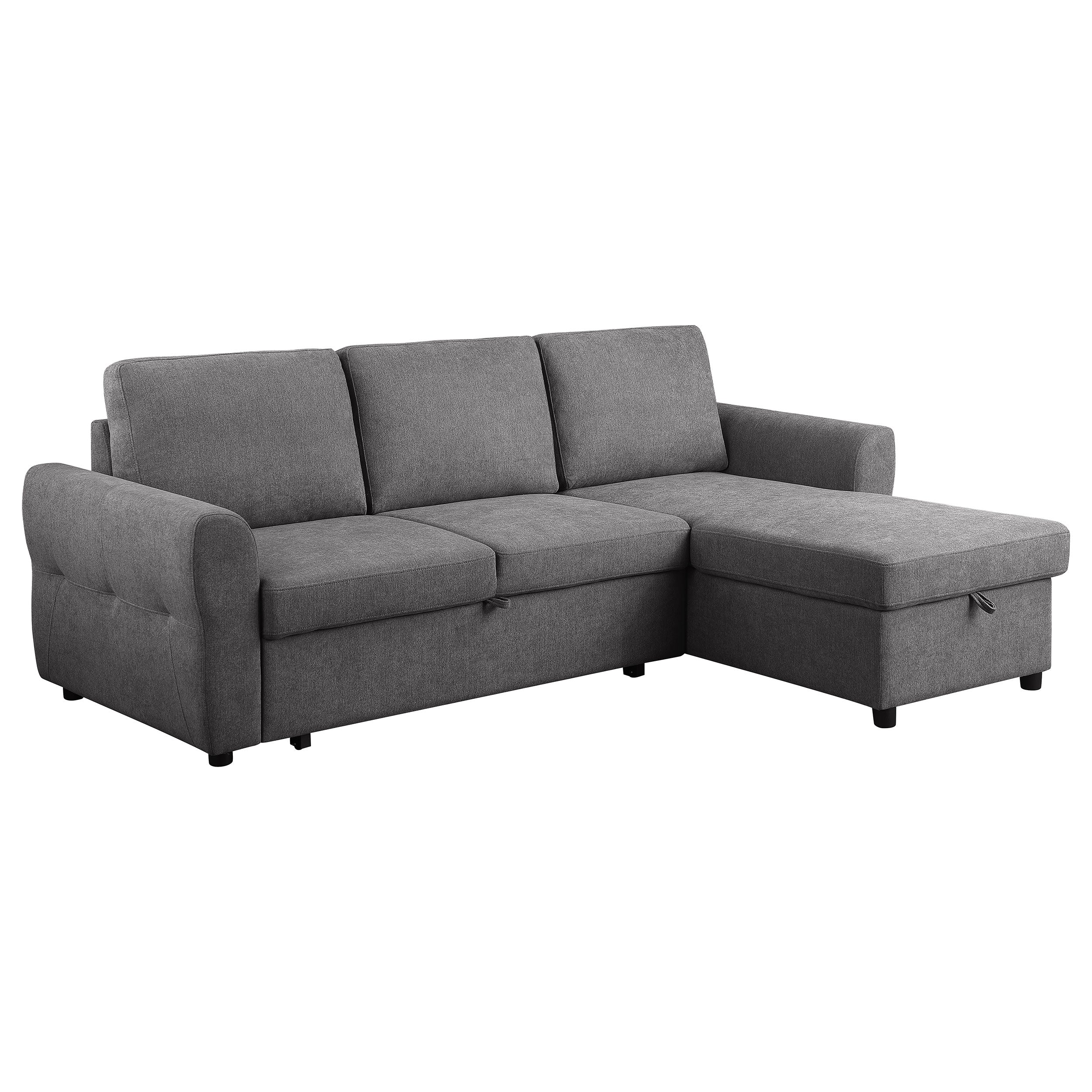Samantha Upholstered Storage Sleeper Sectional Sofa Grey — view 1
