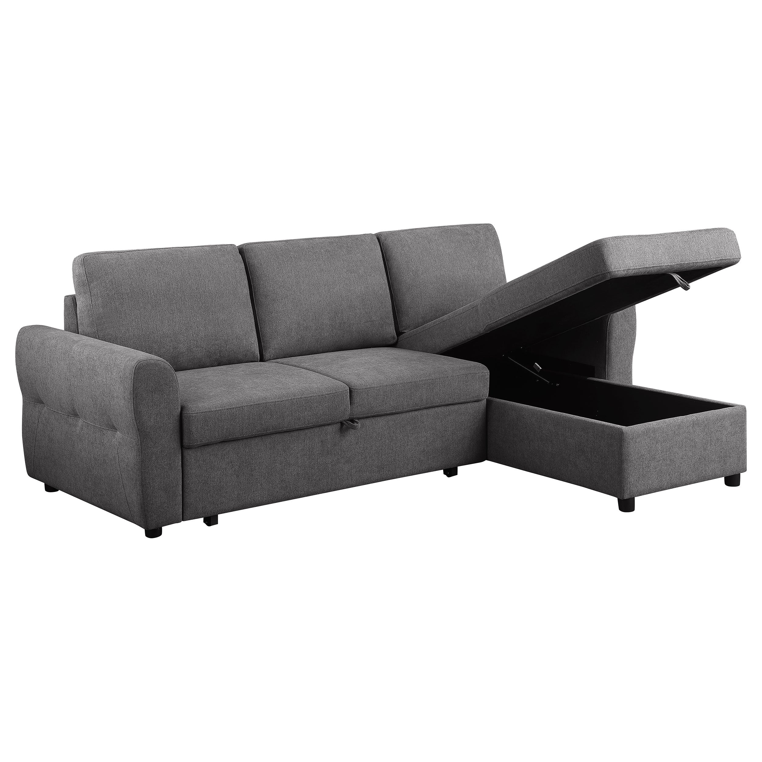 Samantha Upholstered Storage Sleeper Sectional Sofa Grey — view 6