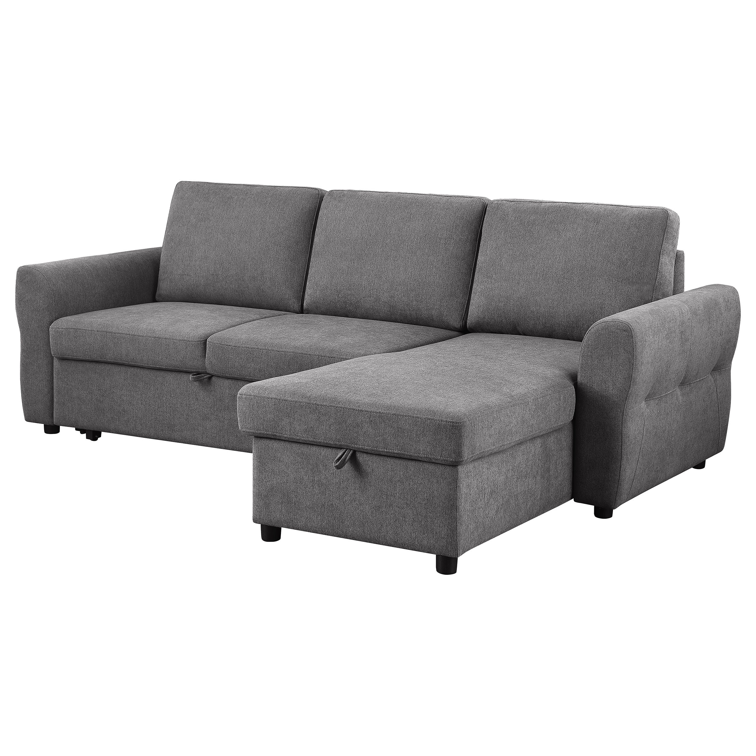 Samantha Upholstered Storage Sleeper Sectional Sofa Grey — view 10