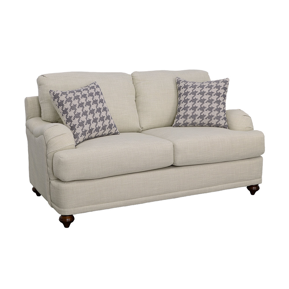 Glenn Upholstered English Arm Loveseat Light Grey and Blue — view 1