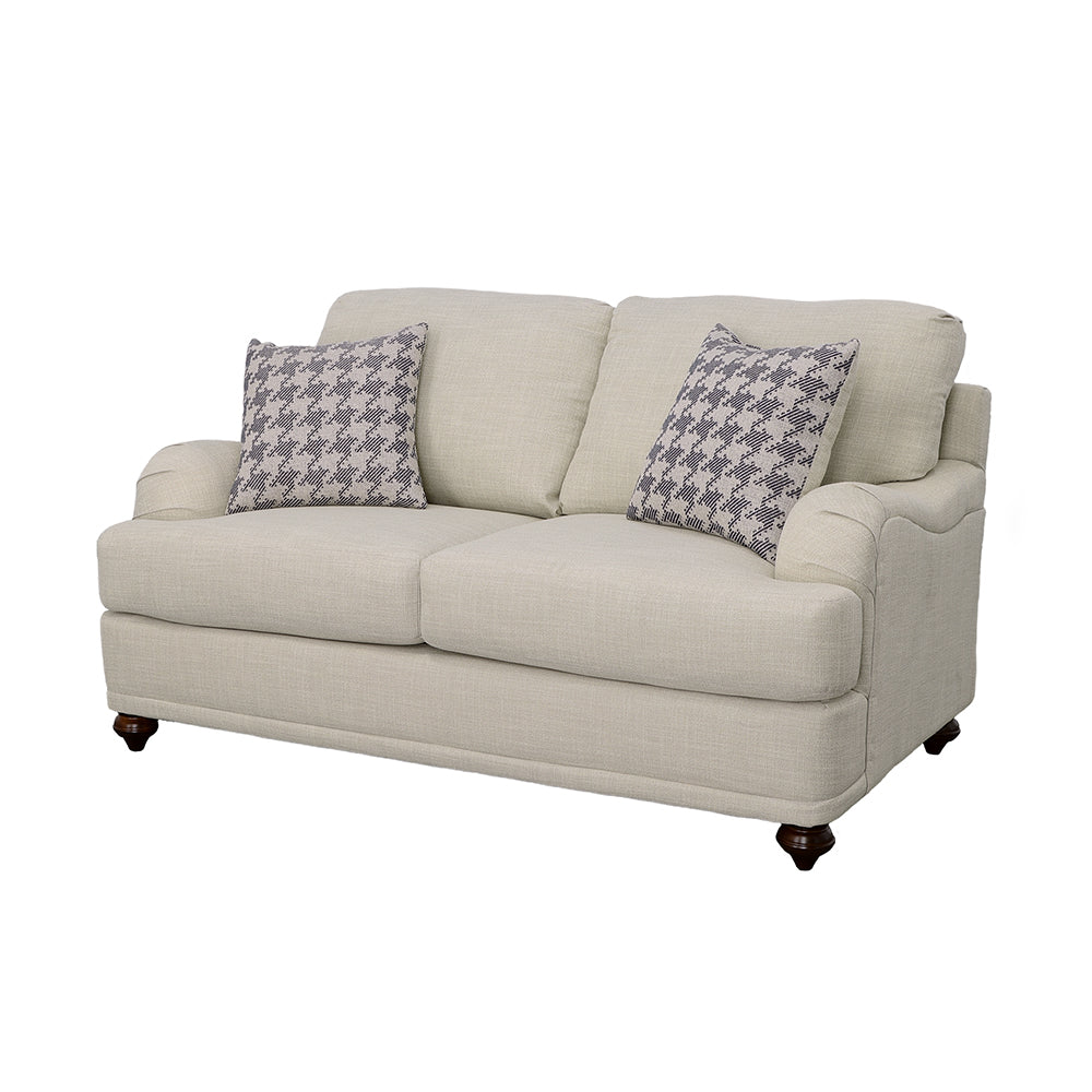 Glenn Upholstered English Arm Loveseat Light Grey and Blue — view 4