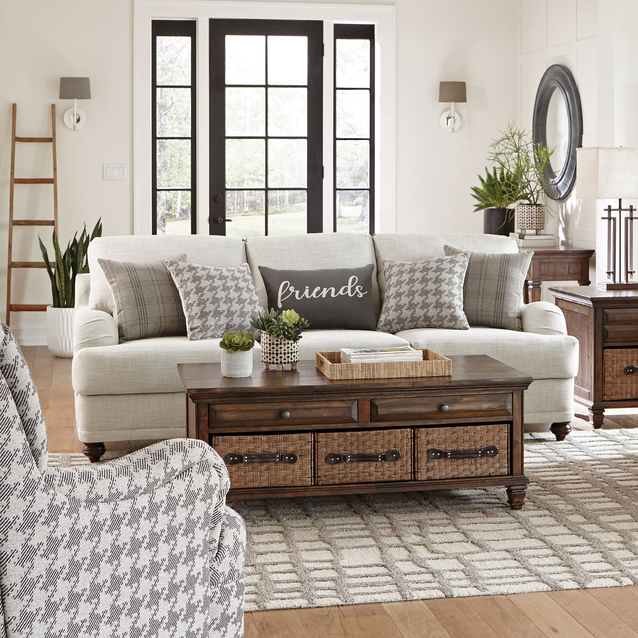Glenn Upholstered English Arm Sofa Light Grey and Grey — view 2