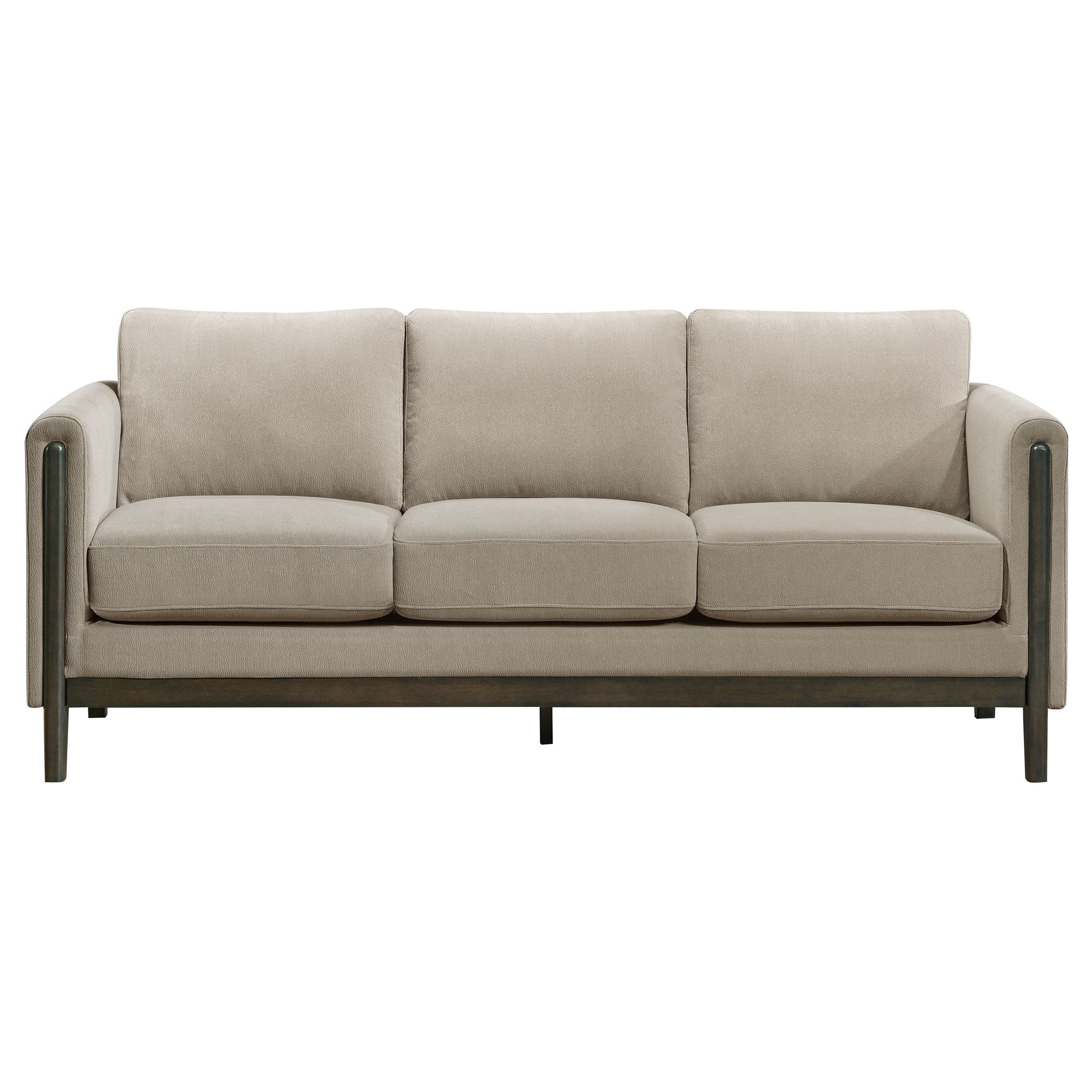 Islington Fabric Upholstered Panel Arm Sofa Taupe — view 3
