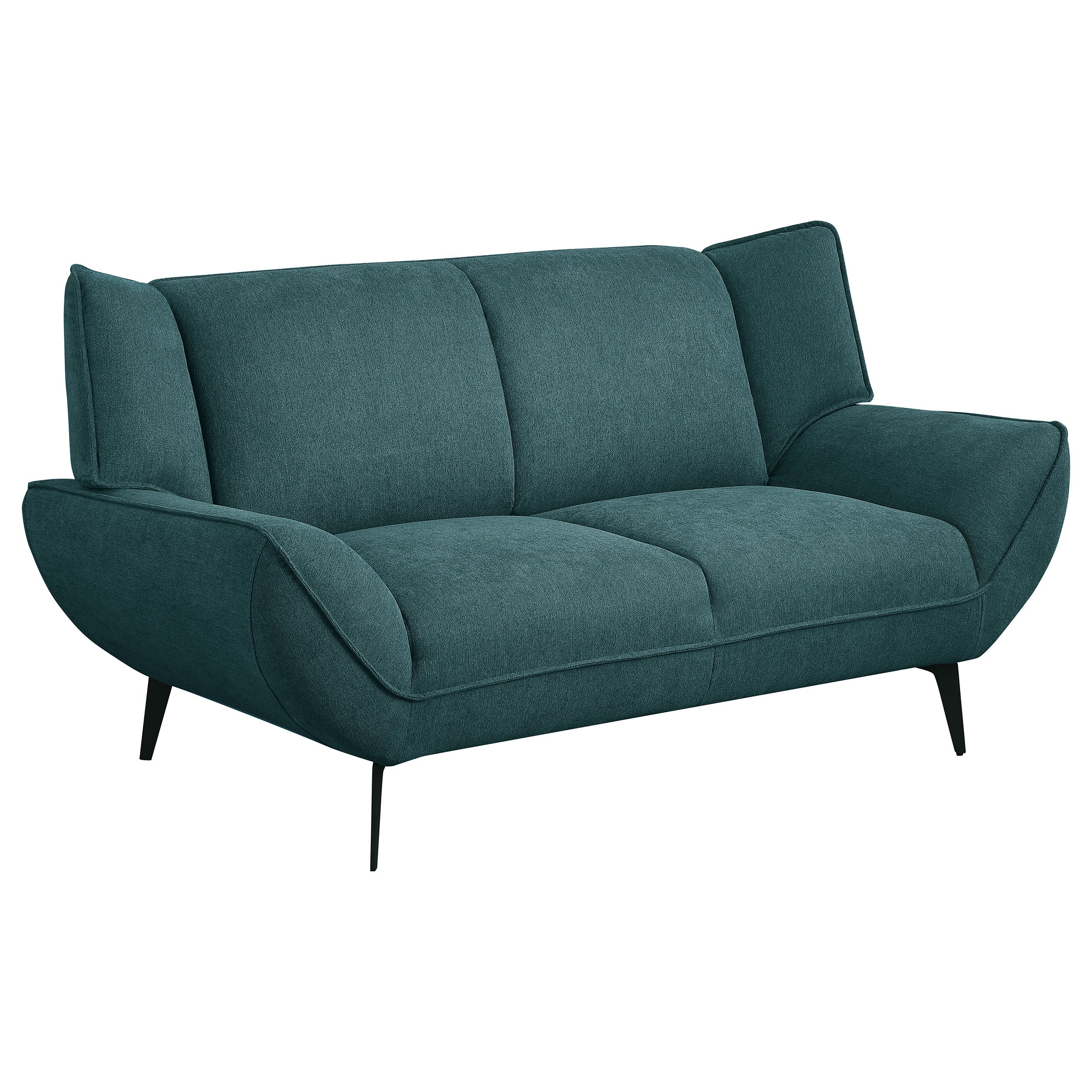 Acton Upholstered Flared Arm Loveseat Teal Blue — view 1