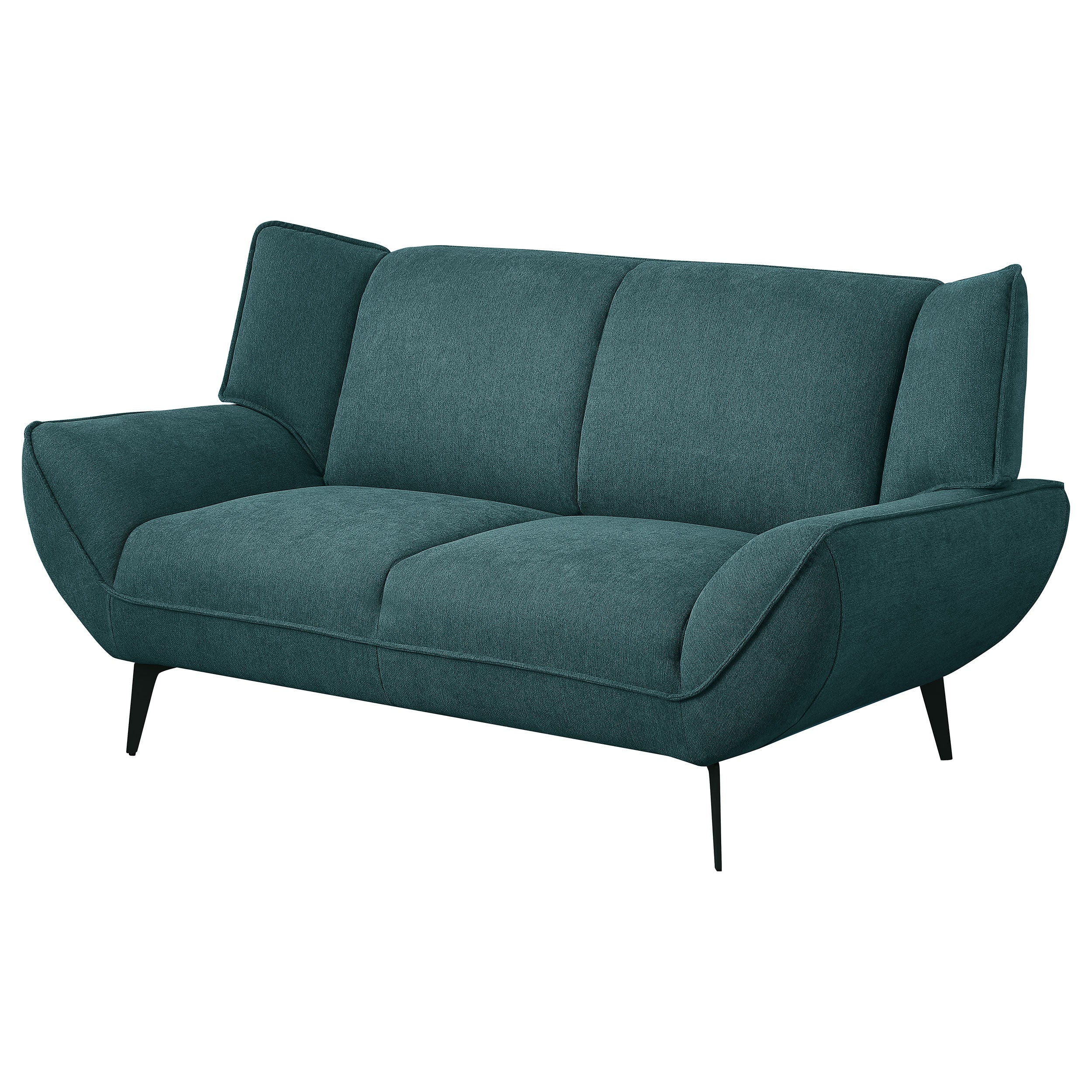 Acton Upholstered Flared Arm Loveseat Teal Blue — view 4