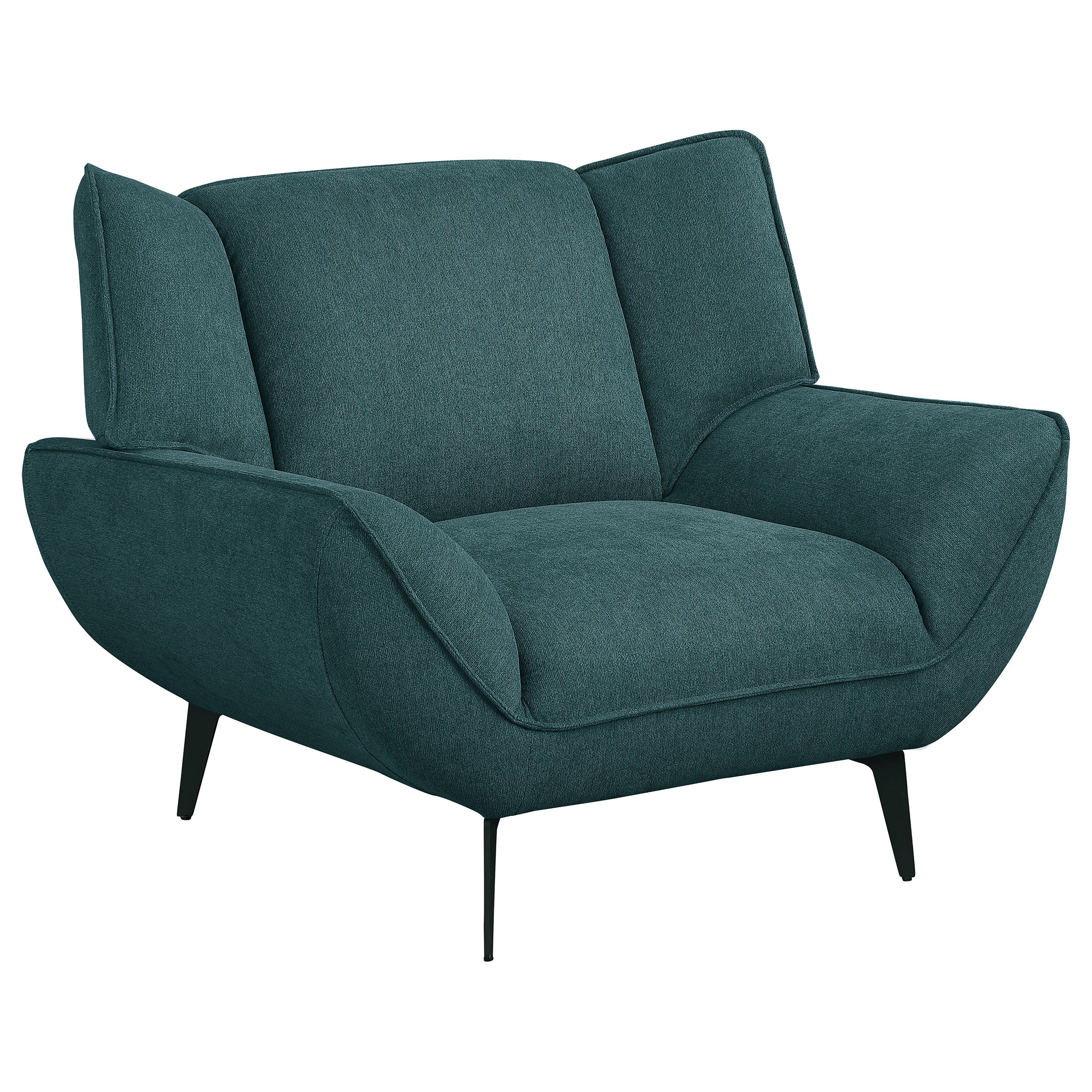Acton Upholstered Flared Arm Accent Chair Teal Blue — view 1