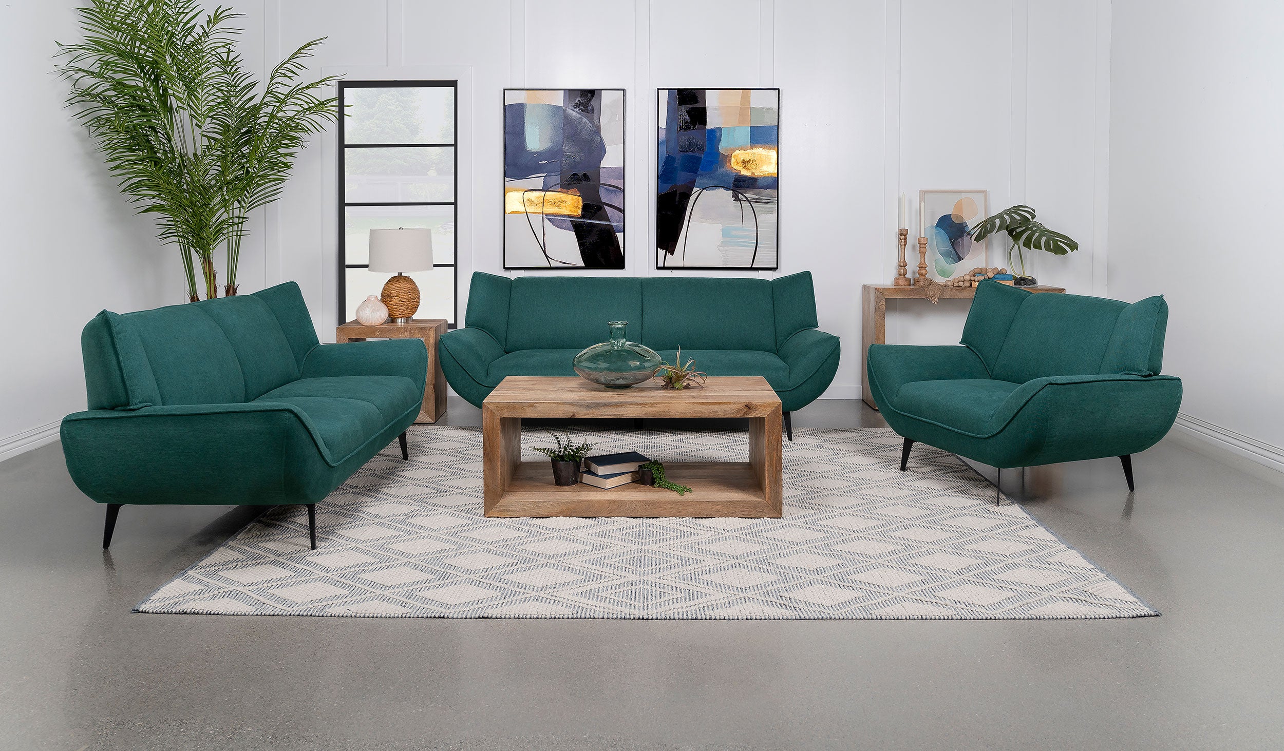Acton Upholstered Flared Arm Accent Chair Teal Blue — view 11