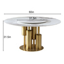 Round Sintered Stone Table, Modern Marble Dining Table (Table Only) - Gold / White