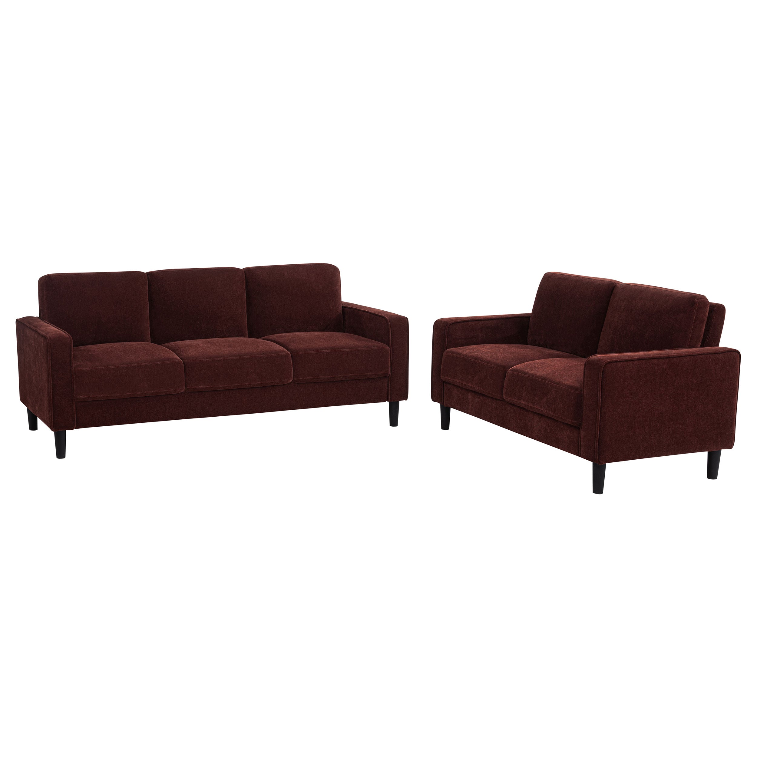 Ruth 2-piece Fabric Upholstered Track Arm Sofa Rust Red — view 1