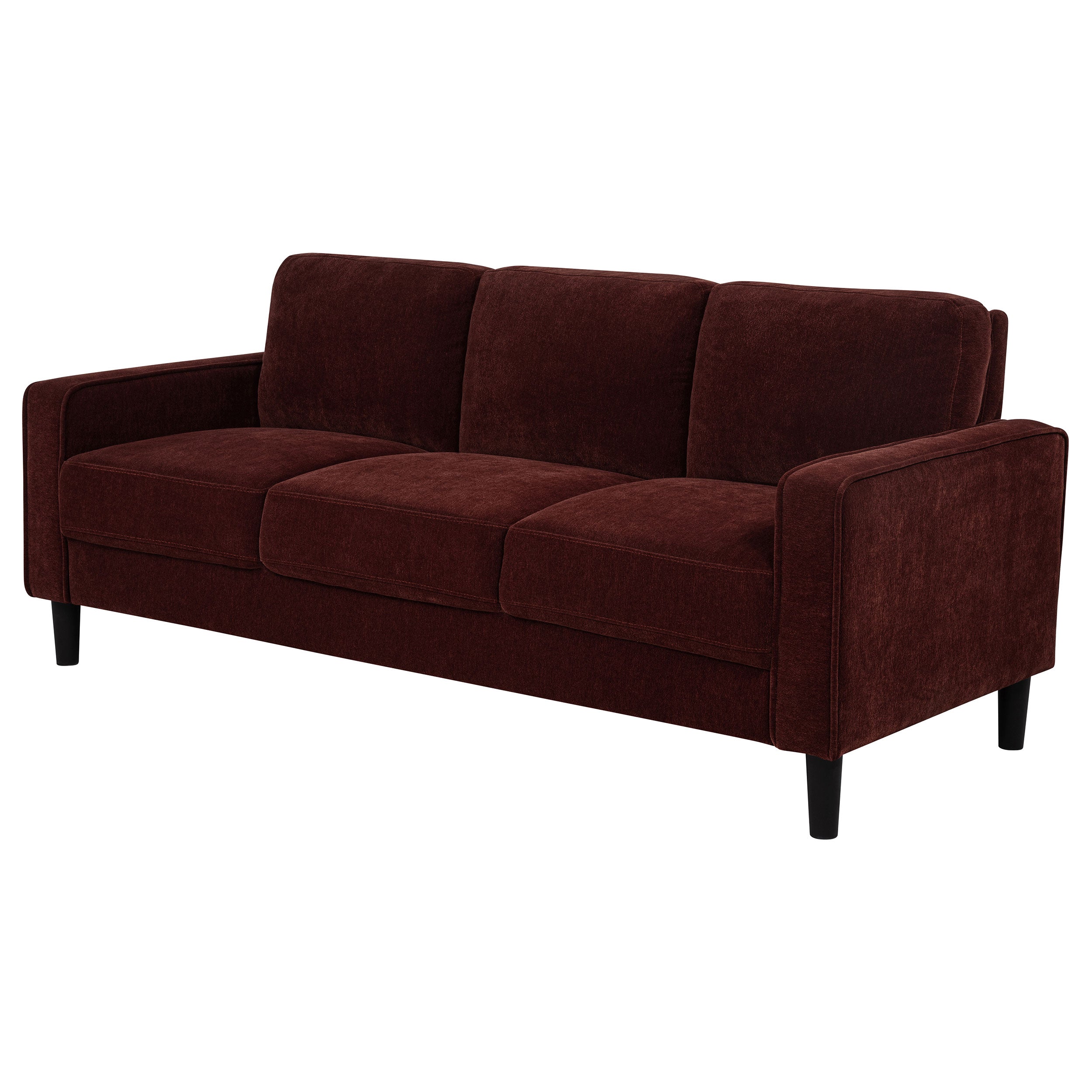 Ruth 77-inch Fabric Upholstered Track Arm Sofa Rust Red — view 4