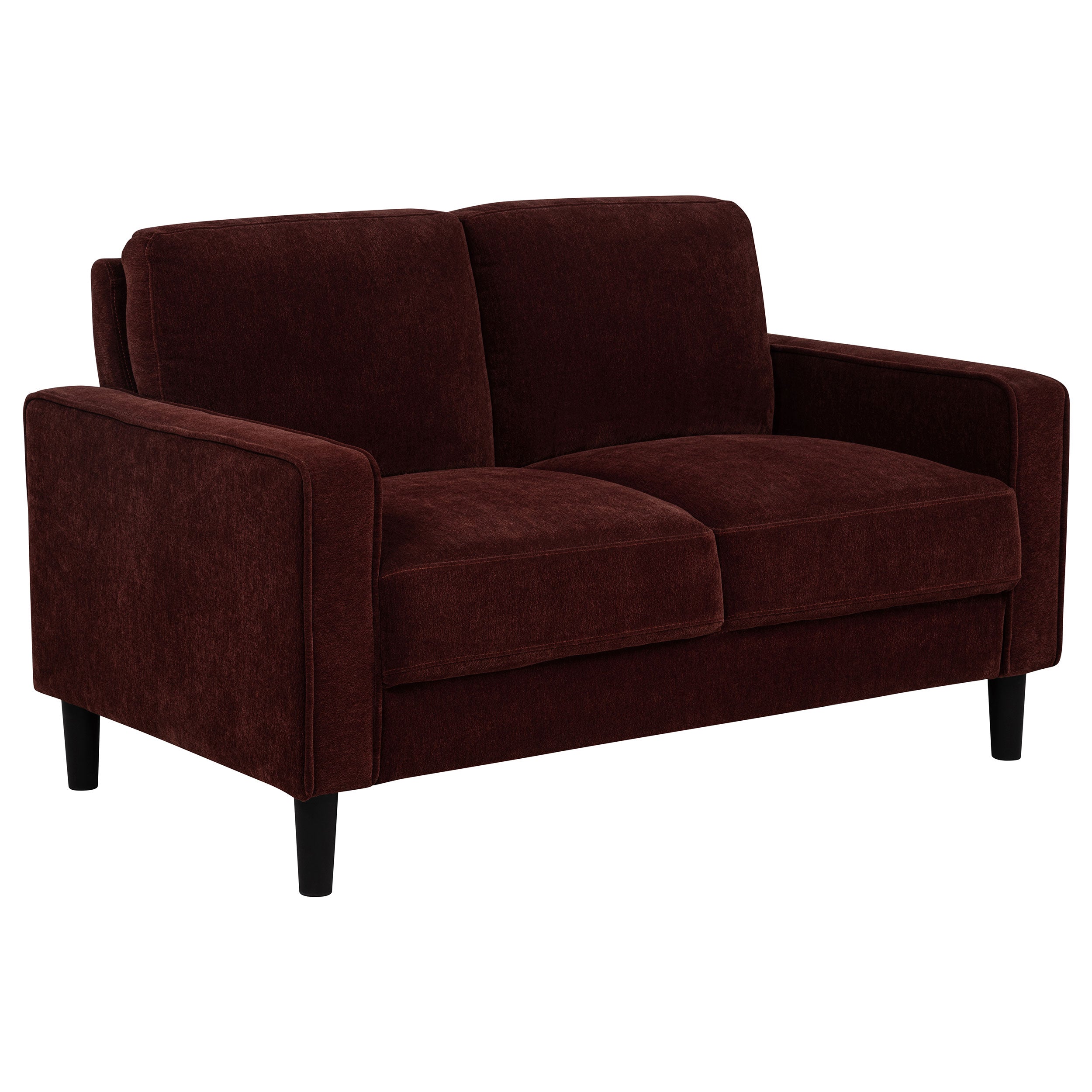 Ruth Fabric Upholstered Track Arm Loveseat Rust Red — view 1