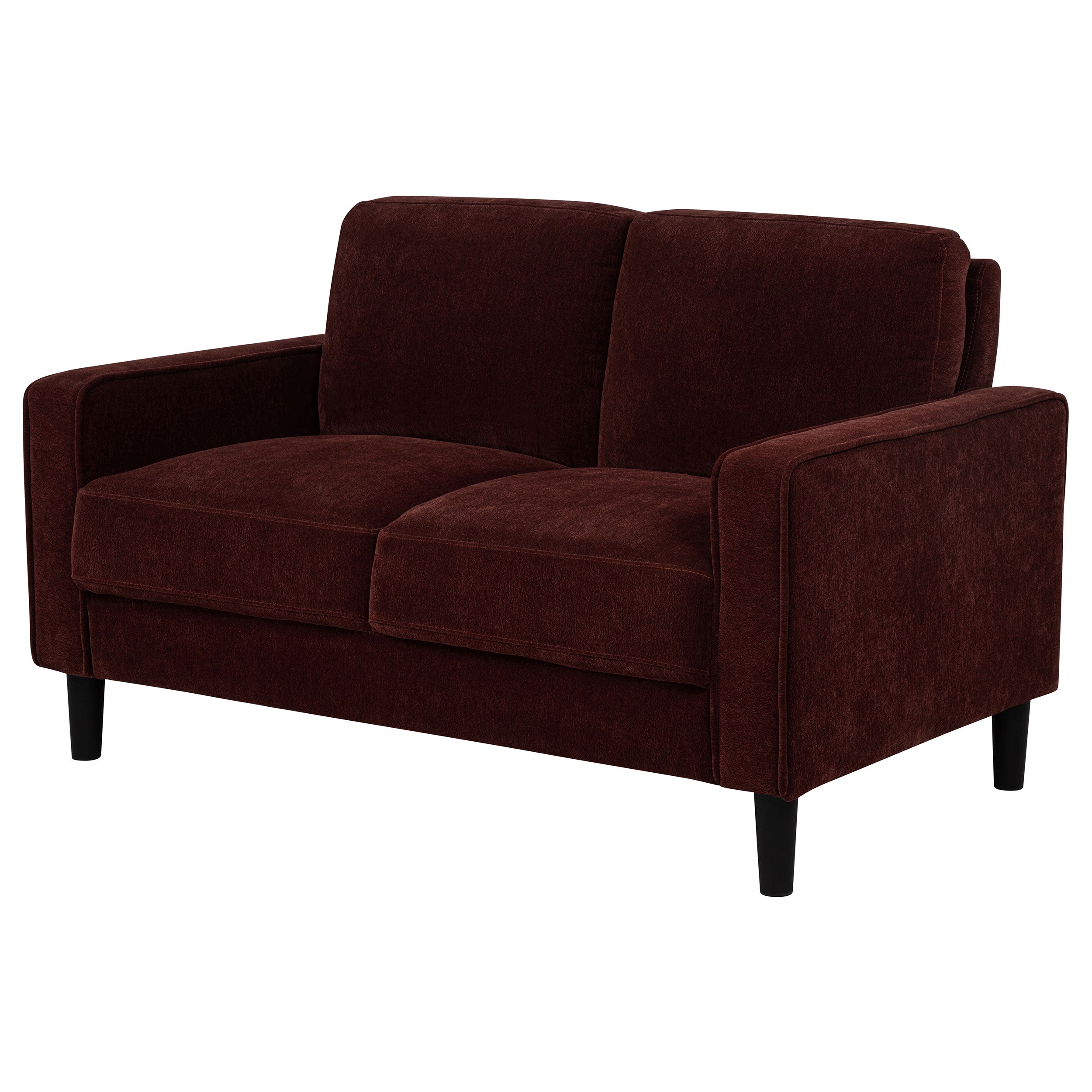 Ruth Fabric Upholstered Track Arm Loveseat Rust Red — view 4
