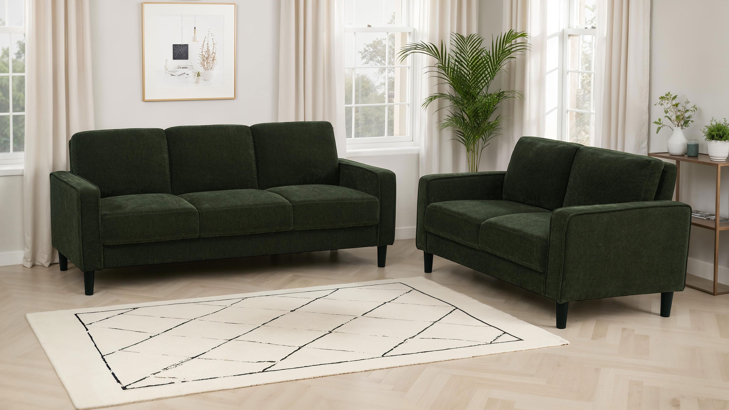 Ruth Fabric Upholstered Track Arm Loveseat Matcha Green — view 11