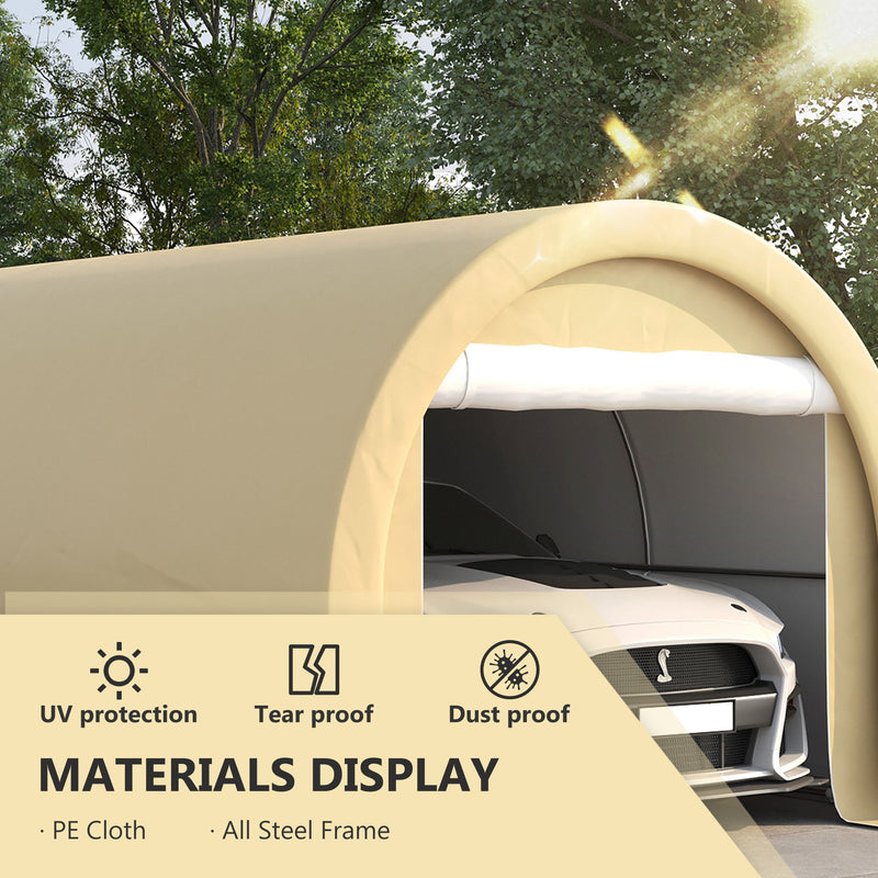 Outsunny - 10' x 16' Carport, Heavy Duty Portable Garage Storage Tent With Large Zippered Door, Anti-Uv Pe Canopy Cover For Car, Truck, Boat, Motorcycle, Bike, Garden Tools, Outdoor Work