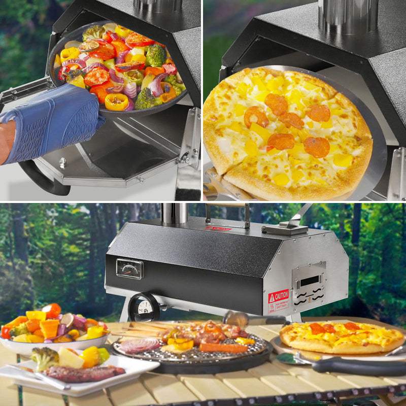 Semi-Automatic 12 Outdoor Pizza Oven Portable Wood Fired Pizza Oven Outdoor Cooking Pizza Maker Portable Pizza Oven For Authentic Stone Baked Pizzas