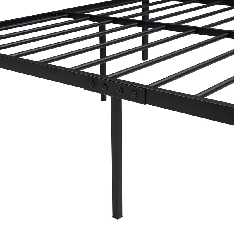 Platform Bed, Metal And Wood Bed Frame With Headboard And Footboard