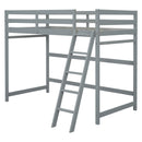 Twin Size High Loft Bed with inclined Ladder, Guardrails,Grey