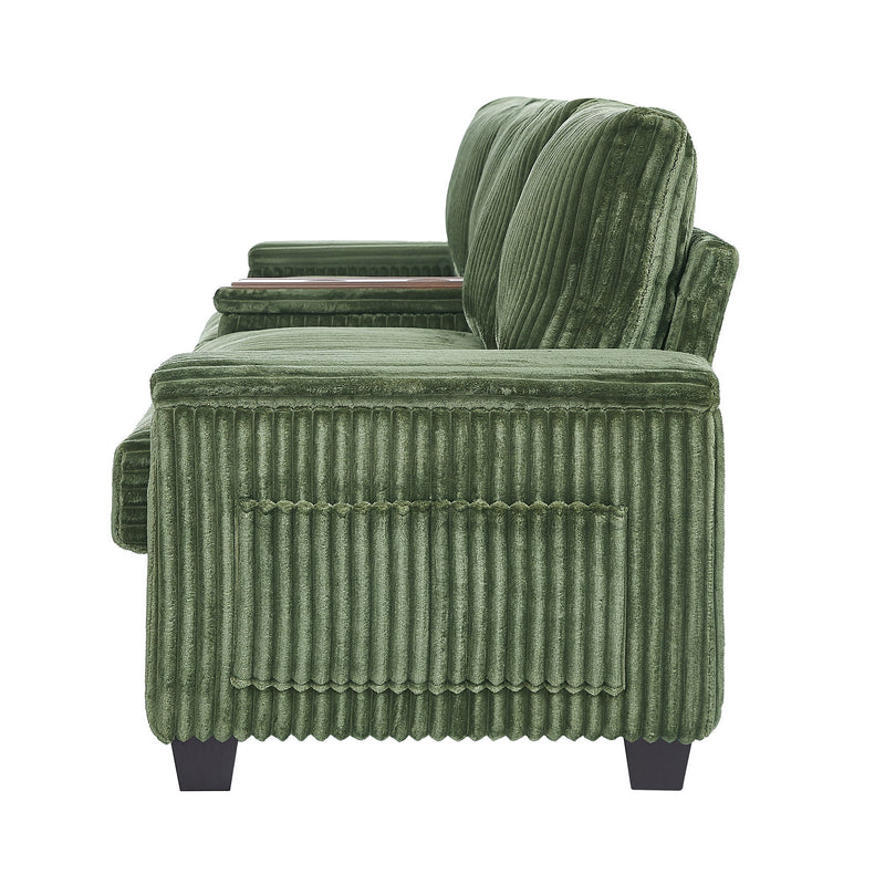 Modern 4 Seater Corduroy Sofa Couch With USB Ports And Hidden Storage
