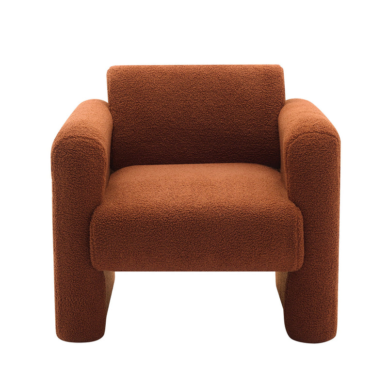 Modern Accent Chair Lambskin Sherpa Fabric Upholstered Comfy With Pillow