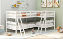 L-Shaped Bunk Bed with Ladder,Twin Size-Gray(OLD SKU :LP000020AAK)