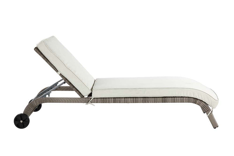 Salena - 13" Patio Sun Lounge - Beige Fabric & Gray