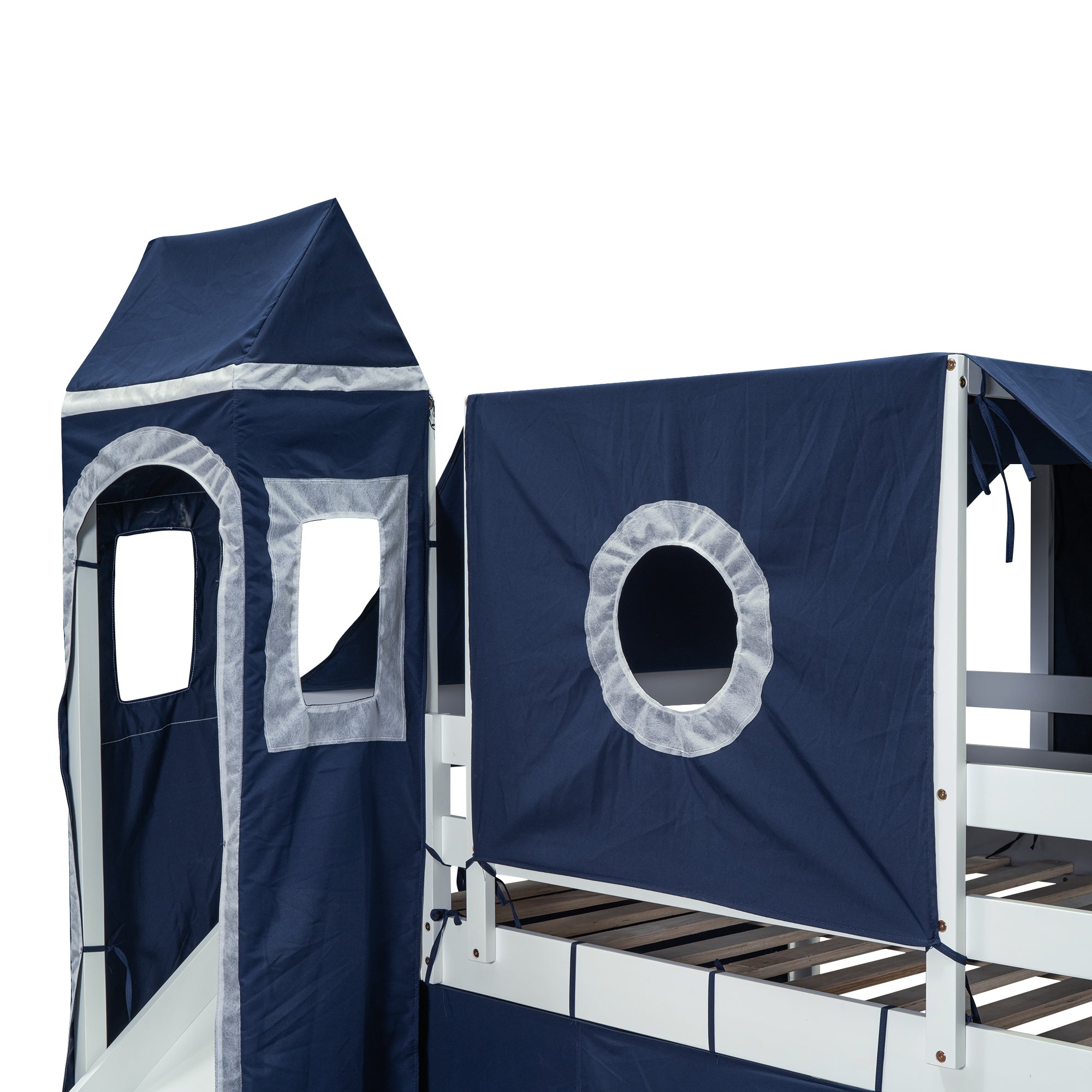 Full Size Loft Bed with Tent and Tower - Blue - Atlantic Fine Furniture Melbourne FL