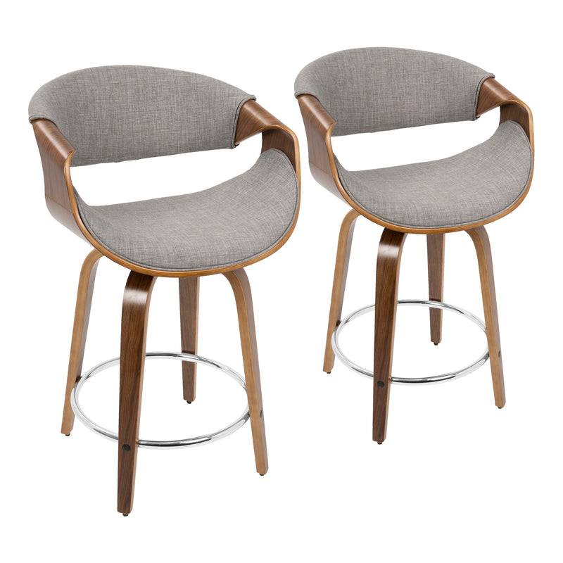 Curvini - Mid Century Modern Counter Stool (Set of 2)