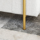 Elegant Upholstered Linen Storage Bench With Cylindrical Arms And Iron Legs, White