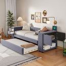 Upholstered Bed With Storage And Twin Trundle, USB Charging Ports