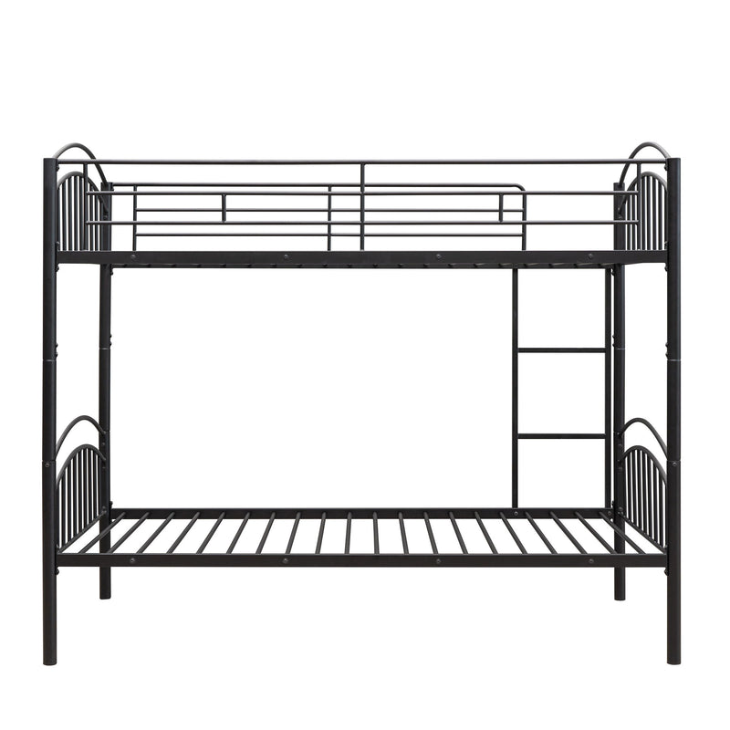 Twin Over Twin Metal Bunk Bed, Divided Into Two Beds - Black