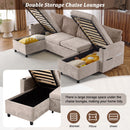 Sectional Sofa Bed With Pull Out Sleeper, USB Ports, Cup Holders
