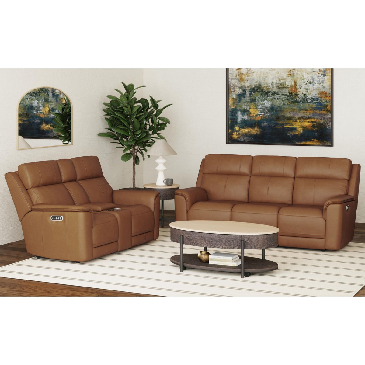 Mustang P3 Sofa With DDT, Wireless Chargerin in Dark Brown by Elements International, view 12