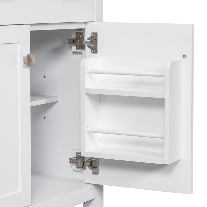 Bathroom Vanity With Ceramic Sink, Modern Single Bathroom Cabinet With 2 Doors And A Shelf, Soft Close Doors