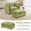 Modern Cozy Upholstered Armchair Sofa With Movable Ottoman