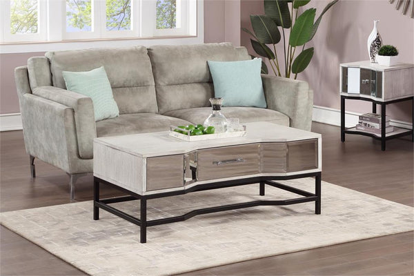 Glam One Drawer White Cocktail or Coffee Table