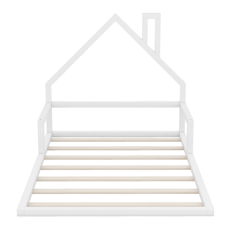 Elegant Floor Bed With House Shaped Headboard