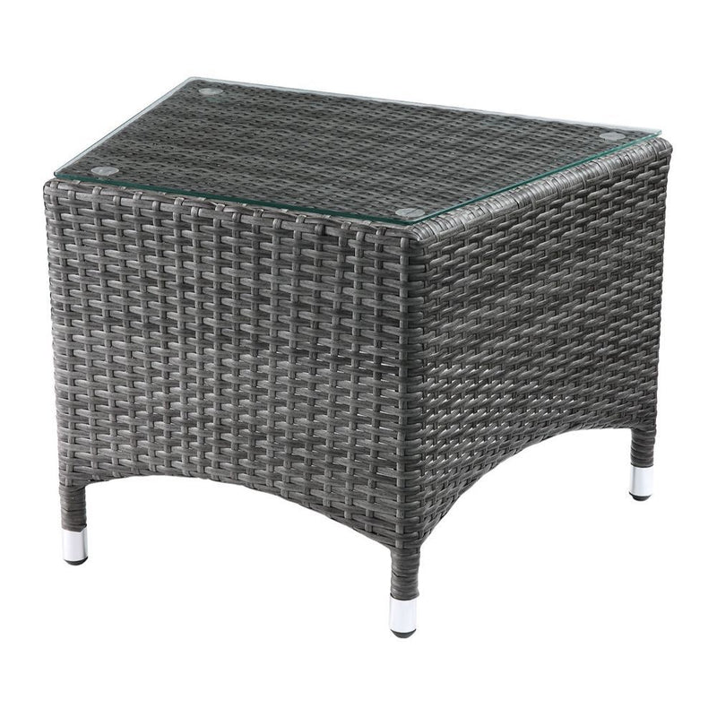 Tashelle - Patio Bistro Set - Gray Fabric & Gray Wicker