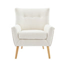 Ergonomic Accent Chair With Button Tufted Design And Rubber Wood Legs - Almond