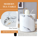 Elegant Cylindrical Table With Patterned Design For Versatile Use - White