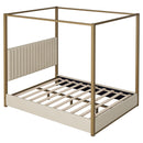 Upholstered Canopy Platform Bed With Frame, Queen Size - Beige