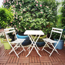 3 Piece Patio Bistro Set Of Foldable Square Table And Chairs