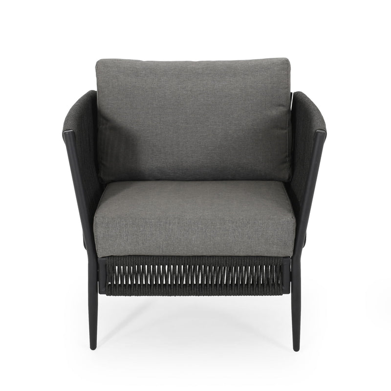 Hanford - Modern Club Chair With Woven Rope Design - Gray