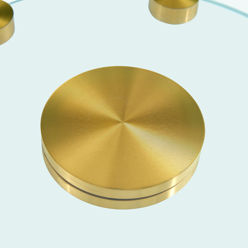 Double Layer Rotatable Round Glass Plate - Gold / Transparent