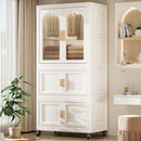 Folding Wardrobe Cabinet With Magnetic Doors, Wheels And Hangers