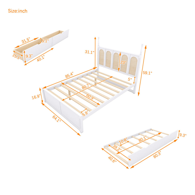 Platform Bed With With 2 Big Drawers With Trundle